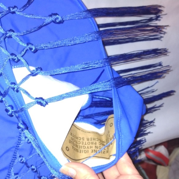 Royal blue women's bikini bottom with tassels around Sz XXL New - Picture 5 of 17